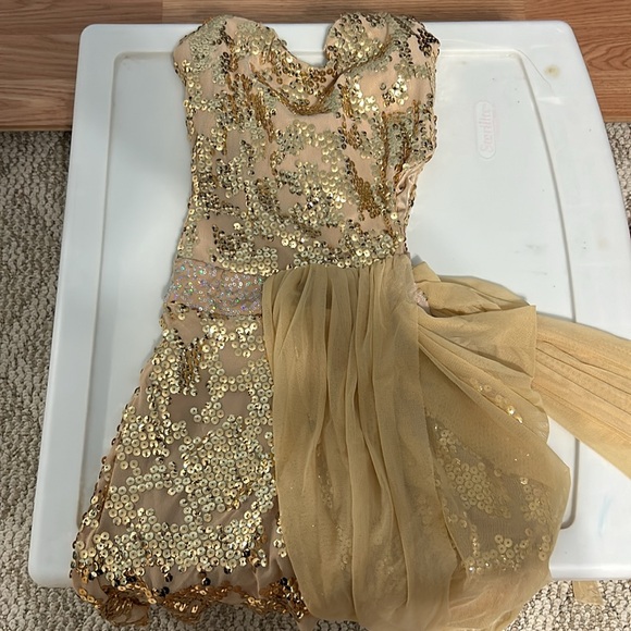 Gold draped skirt dance costume lyrical - Picture 2 of 13